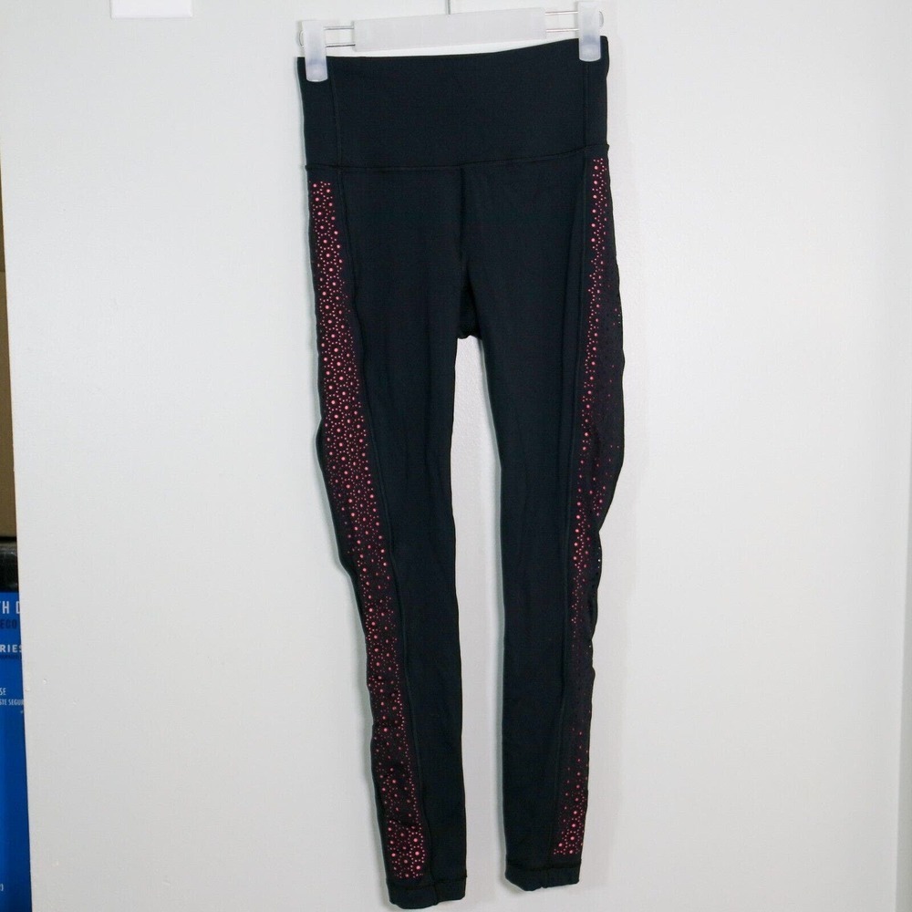 Lululemon Colour Me Quick 7/8 Tight 25” Black Pink W5ARTS Womens Size 4​​